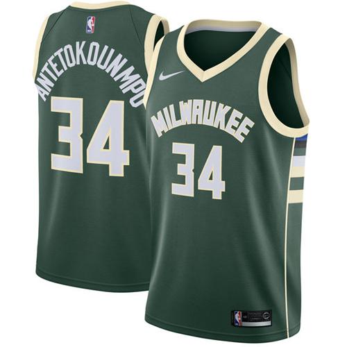 Men Nike Milwaukee Bucks #34 Giannis Antetokounmpo Green NBA Swingman Icon Edition Jersey->milwaukee bucks->NBA Jersey